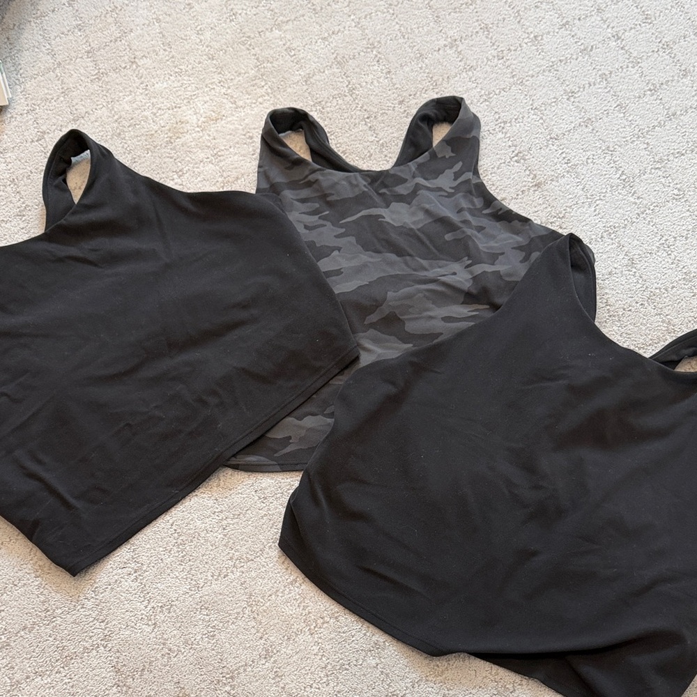 Athleta Black and Camo Tank Tops Trio